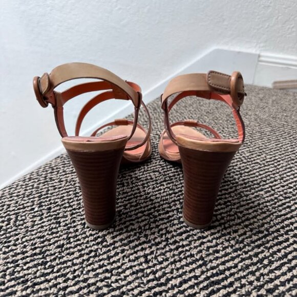 This is a pair of women's sandals in a light brown color. - Picture 4 of 4